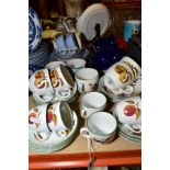 ROYAL WORCESTER 'EVESHAM VALE' TEAWARES, comprising six 6cm cups and saucers, five 7cm cups and