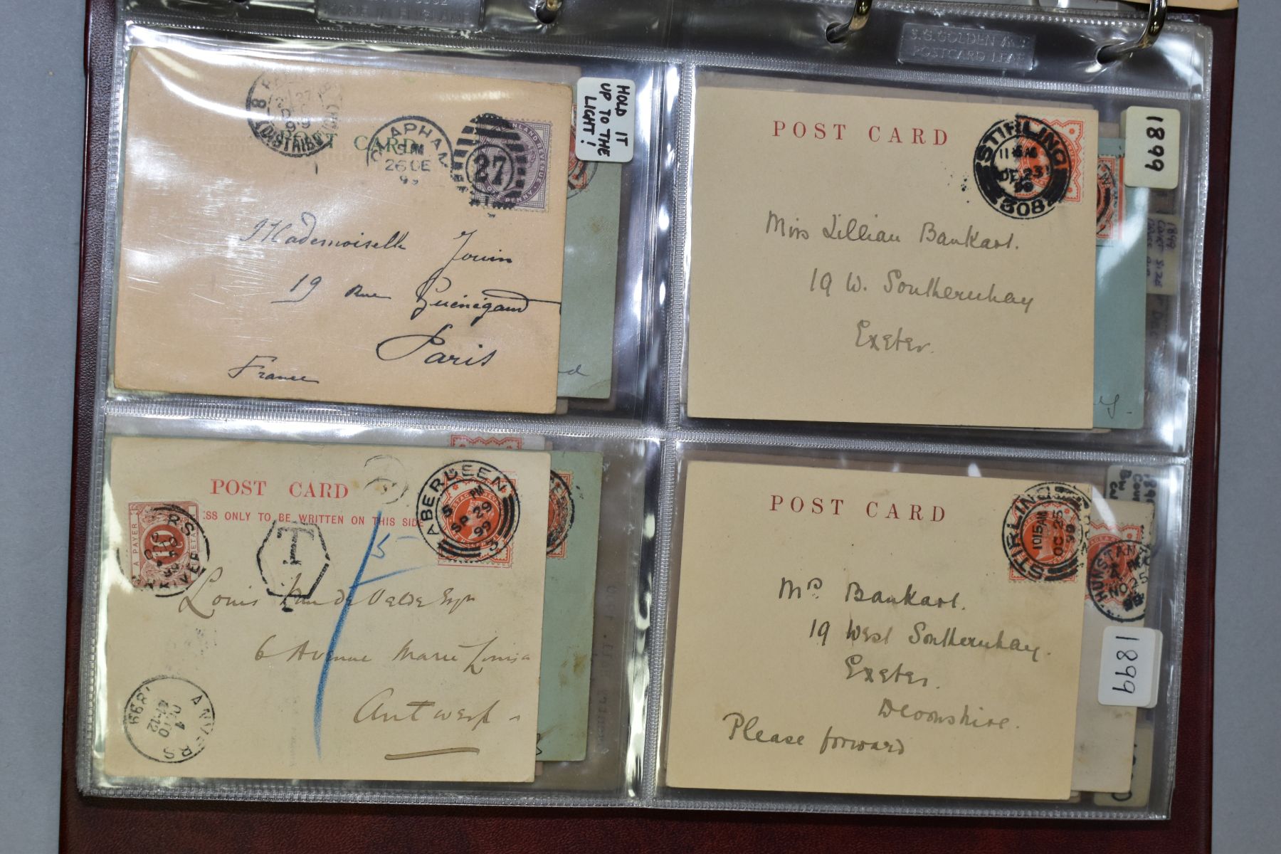 VICTORIAN POSTCARDS AND POSTAL HISTORY ARCHIVE, an album containing approximately eighty seven - Image 2 of 8