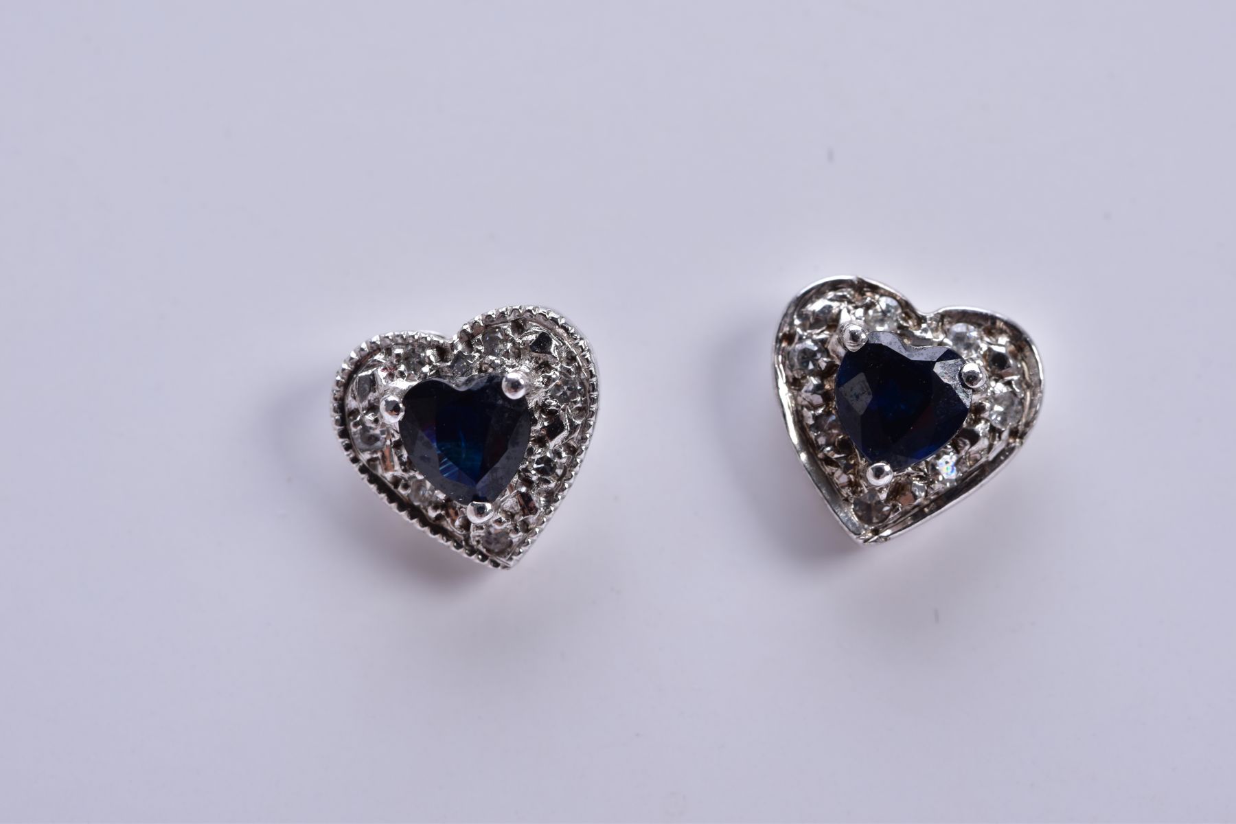 THREE PAIRS OF GEM SET EARRINGS, to include a pair of sapphire and diamond cluster earrings, - Image 3 of 5