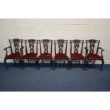 A SET OF EIGHT EARLY TO MID 20TH CENTURY GEORGE III STYLE MAHOGANY DINING CHAIRS, shaped top rail