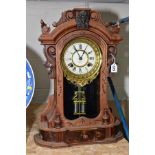 AN ANSONIA CLOCK COMPANY (NEW YORK) EIGHT DAY MONARCH MANTLE CLOCK, having painted metal dial with