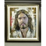 ZINSKY (BRITISH CONTEMPORARY) 'RUSSELL BRAND', head and shoulders portrait of the comedian and TV