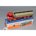 A BOXED DINKY SUPERTOYS FODEN 14T TANKER, No.504, 1st type cab, red cab, chassis and hubs, silver