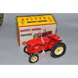 A BOXED LESNEY MASSEY-HARRIS 745D TRACTOR, red body, cream wheel hubs, black rubber tyres, appears