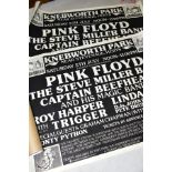 TWO PINK FLLOYD KNEBWORTH 1975 CONCERT POSTERS, both have the blue egg printing and design logo