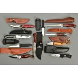 A NUMBER OF SHEATH KNIVES EACH WITH A HOLSTER comprising of Crazy River, two x Elk Ridge, Lakota,