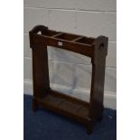 AN EARLY TO MID 20TH CENTURY OAK UMBRELLA STAND, width 56cm