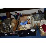 FOUR BOXES AND LOSE OF MISCELLANEOUS ITEMS, including Bagatell, boxed Arcoroc glass eight person