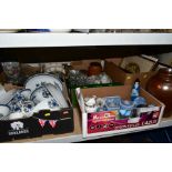 FIVE BOXES AND LOOSE OF CERAMICS, GLASS, PICTURES AND LOOSE, including Wedgwood jasperware, Myott