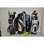 FOUR GOLF BAGS from makers such as Powakaddy, Adams golf club including Ping, Pinseeker, Hippo