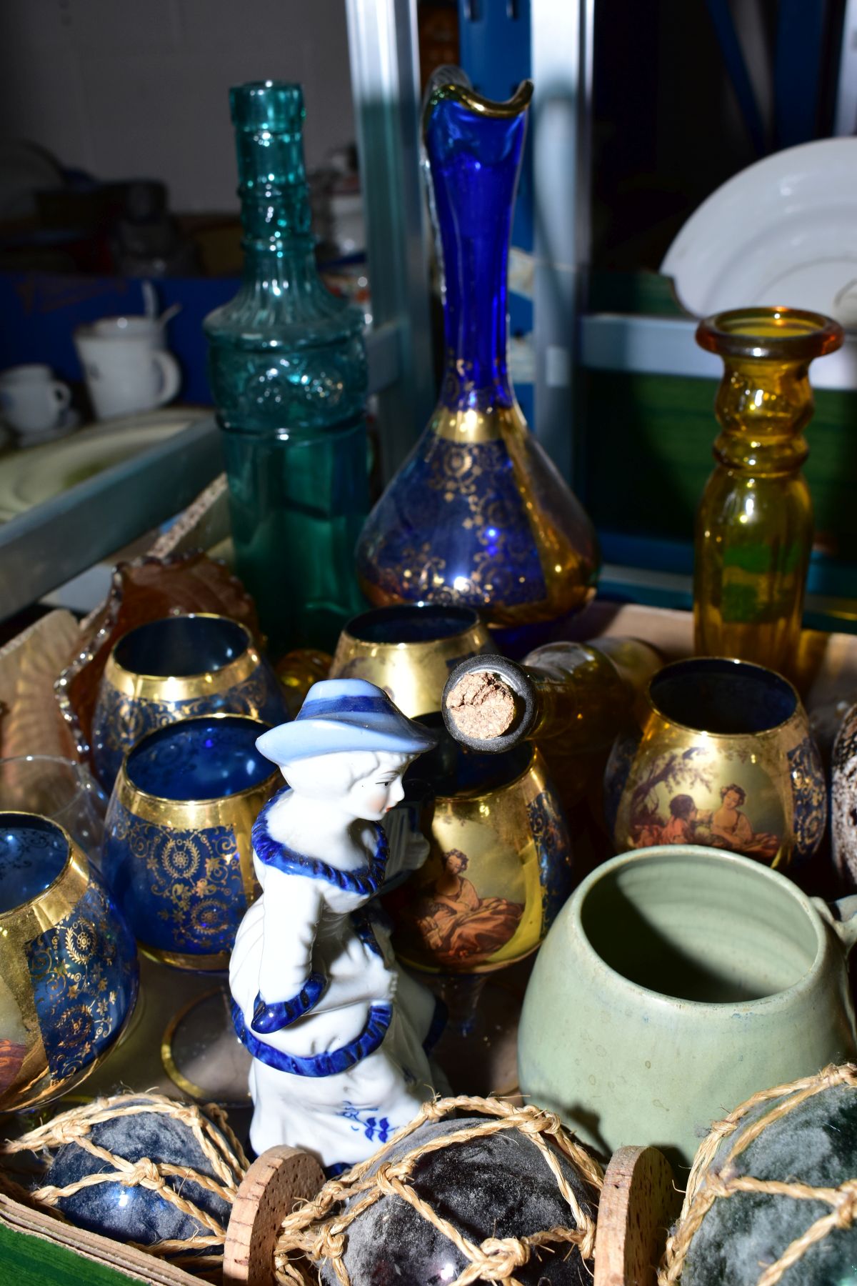 SEVEN BOXES AND LOOSE SUNDRY ITEMS, to include ornaments, brass metal wares, continental wine ewer - Image 14 of 17