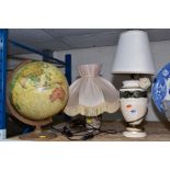 A MODERN ELECTRIC RICOGLOBUS GLOBE AND STAND, with a Satsuma vase converted to a table lamp with a