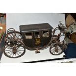 A REPLICA OF A ROYAL HORSEDRAWN CARRIAGE, of wood and metal construction with working leaf sprung