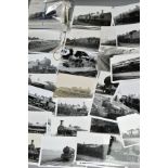 APPROXIMATELY ONE HUNDRED BLACK AND WHITE LMS AND BRM STEAM LOCOMOTIVE PHOTOGRAPHS, postcard size