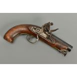 A 16 BORE FLINTLOCK REVENUE CUSTOMS SERVICE ISSUE PISTOL CIRCA 1800, fitted with a round flat topped