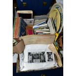 A BOX OF MIXED EPHEMERA, including postcards, photographs and regional books etc