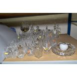 A COLLECTION OF CUT GLASSWARE including Webb Corbett wine glasses and sherry glasses etc, Royal
