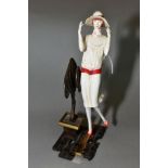 AN ALBANY BONE CHINA AND BRONZE FIGURE, 'Chelsea', height 20cm