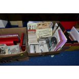 THREE BOXES OF POSTCARDS ETC, subjects include Birmingham Library service topographical view of
