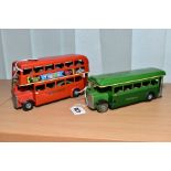 TWO TRI-ANG MINIC BUSES, friction drive Double Decker No. 60M, red London Transport livery with
