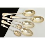 A SELECTION OF SILVER RAT TAIL SPOONS, to include four tablespoons, hallmarked London 1922, a