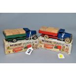TWO BOXED TRI-ANG MINIC DELIVERY LORRY/DELIVERY LORRY WITH CASES, No. 25M, one with blue cab, red