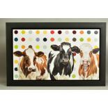 HAYLEY GOODHEAD (BRITISH CONTEMPORARY) 'DAMIENS HERD' a limited edition print on canvas of cows