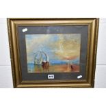 IN THE MANNER OF J.M.W.TURNER 'THE FIGHTING TEMERAIRE', an unsigned watercolour on paper, mounted,