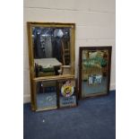 A MALONY'S IRISH WHISKY PUB MIRROR, 65cm x 96cm, together with a Players Navy Cut mirror, foliate