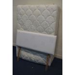 A MYERS 4' 6'' DIVAN BED, MATTRESS and a similar headboard (3)