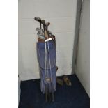 A VINTAGE GOLF BAG containing Wilson, George Nicholl clubs