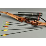 A SAMICK SPIKEMAN 60'' TAKE DOWN BOW WITH DRAW STRING, together with a Samick Lightening 60'' take