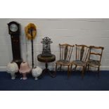 A QUANTITY OF OCCASIONAL FURNITURE to include a black cast iron umbrella stand, an early to mid