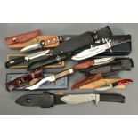 A COLLECTION OF KNIVES consisting of Smith & Wesson Texas Hold-em small bowie knife in sheath, Smith