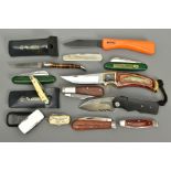 A NUMBER OF SMALL FOLDING PEN KNIVES comprising of two x Laguiole Russignoi, Stihl, GKN, Moore &