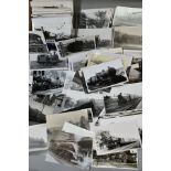 APPROXIMATELY 200 BLACK AND WHITE PHOTOS OF STEAM LOCOMOTIVES, 1960's etc (no preserved), some