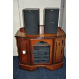 A SONY HST-D30S HI FI AND CDP-M12 CDE PLAYER, a pair of matching speakers in a modern cherrywood
