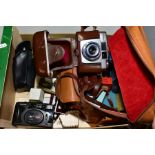 A SMALL GROUP OF CAMERAS AND PHOTOGRAPHY EQUIPMENT, including a cased Zeiss Ikon Colora camera