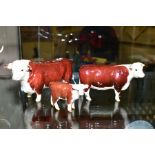 BESWICK HEREFORD CATTLE, comprising Bull No. 1363A (chip to hoof), Cow No. 1360 and Calf No.