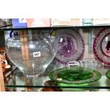 A ROYAL DOULTON GLASS BOWL, diameter 23.5cm x height 20cm, together with four 'Sun Catcher' flash