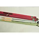 TWO ORVIS TRIDENT FLY FISHING RODS IN ORVIS HARD CARRY CASES, comprising a Trident TLS Mid Flex 8.