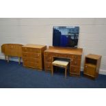 FYNE LADY LIGHT OAK THREE PIECE BEDROOM FURNITURE, comprising of a dressing table, stool, bedside