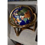 A MODERN BRASS FRAMED HARDSTONE INSET TERRESTRIAL GLOBE, height approximately 43cm