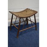 A MORRIS AND CO STYLE OAK RUSH SEATED STOOL (sd to rush top)