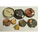 EIGHT VINTAGE FISHING REELS, including J.W.Young & Sons Ltd 'Trudex' (4'') and 'Condex' (3 1/4''), a