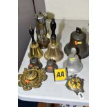 A QUANTITY OF ASSORTED BELLS AND METALWARE, to include RAF Benevolent Fund cast aluminium bell