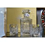 A BOXED LEAD CRYSTAL DECANTER AND PAIR GLASSES SET, from the Italian Giftware collection