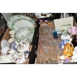 THREE BOXES OF CERAMICS AND GLASSWARE, including Boots Company Comargue pattern tea wares, a Royal