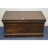 AN EARLY 20TH CENTURY WOODEN TOOL CHEST with twin handles, width 96cm x depth 49cm x height 50cm