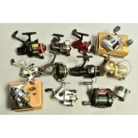 A QUANTITY OF ASSORTED FISHING REELS, including a boxed Pflueger Purist Left Hand retrieve LP